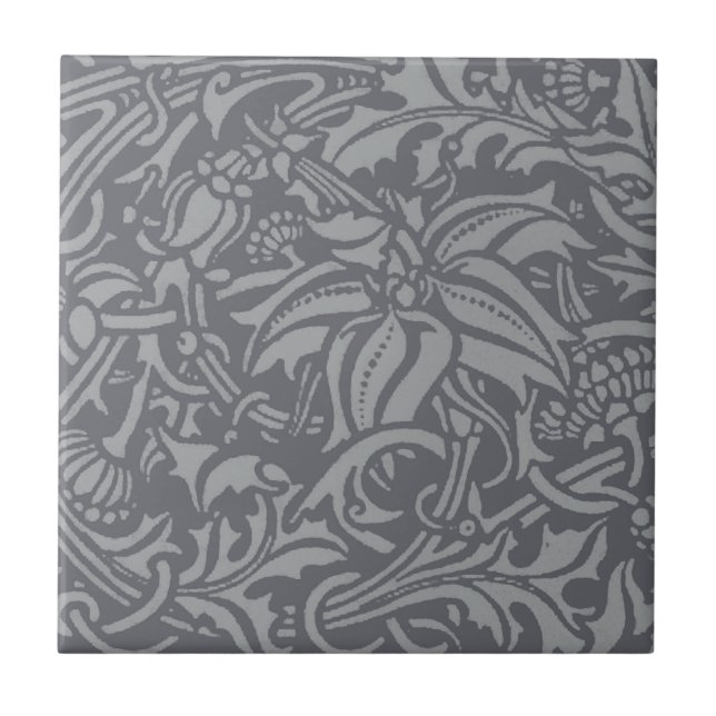 Scottish Thistle Knot William Morris Style Fliese (Vorderseite)