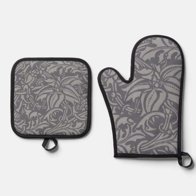 Scottish Thistle Knot William Morris Style Ofenhandschuh & Topflappen-Set (Vorderseite)