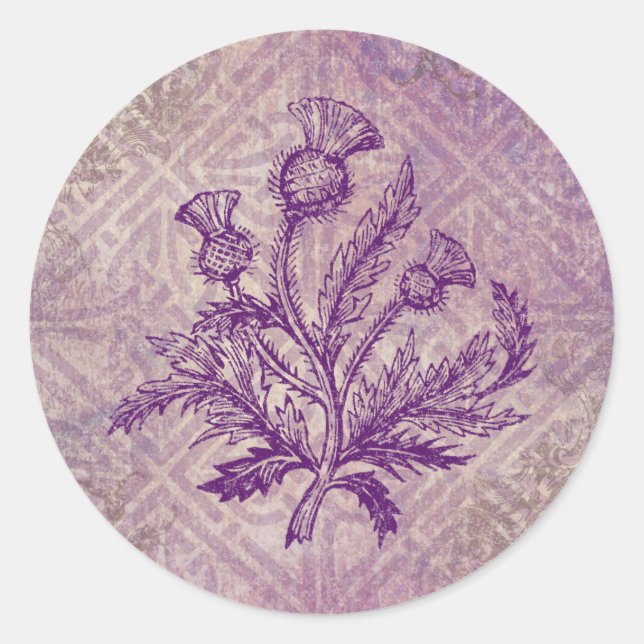 Scottish Thistle Lila Celtic Knot Runder Aufkleber (Vorderseite)