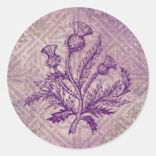 Scottish Thistle Lila Celtic Knot Runder Aufkleber