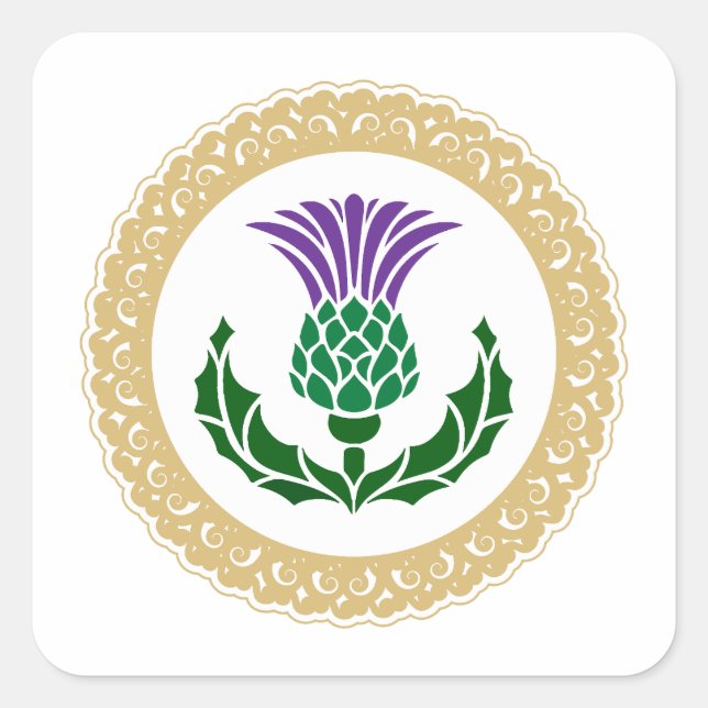 Scottish Thistle Quadratischer Aufkleber (Vorderseite)