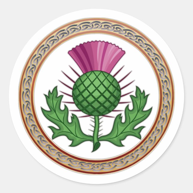 Scottish Thistle Symbol Abzeichen Runder Aufkleber (Vorderseite)