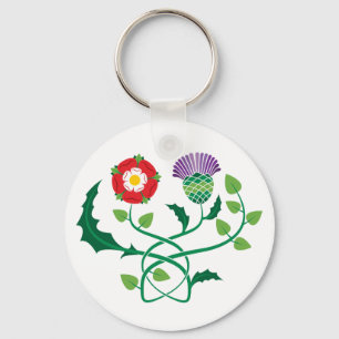 Scottish Thistle und English Rose Key Chain Schlüsselanhänger