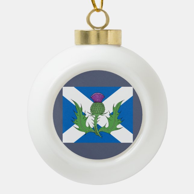 Scottish Thistle und Salreifen Keramik Kugel-Ornament (Vorderseite)