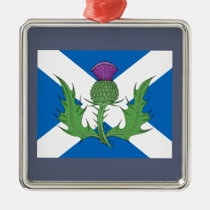 Scottish Thistle und Salreifen Silbernes Ornament