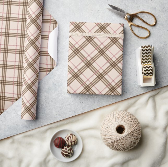 Scottish Thompson kariert Tartan beige-braun Geschenkpapier (Kunsthandwerk)