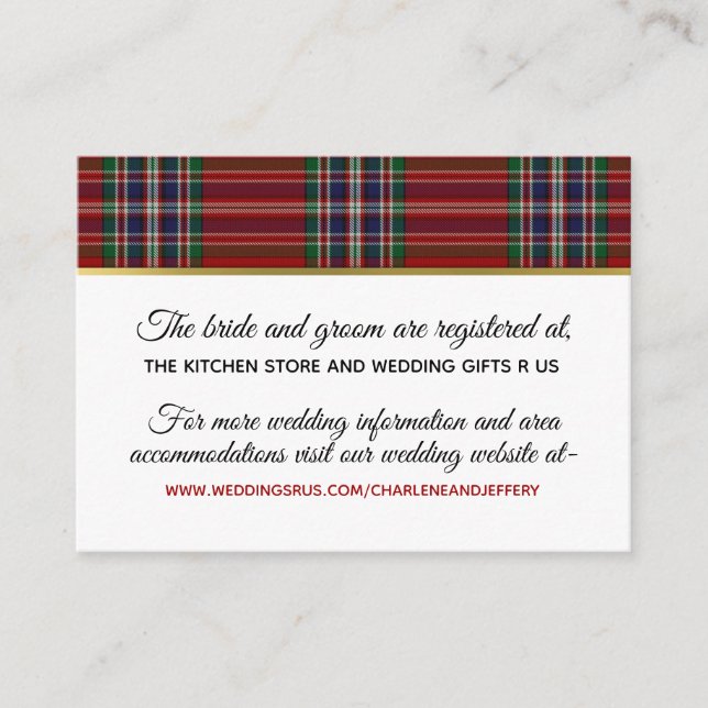 Scottish Wedding Clan MacFarlane Information Card Begleitkarte (Vorderseite)