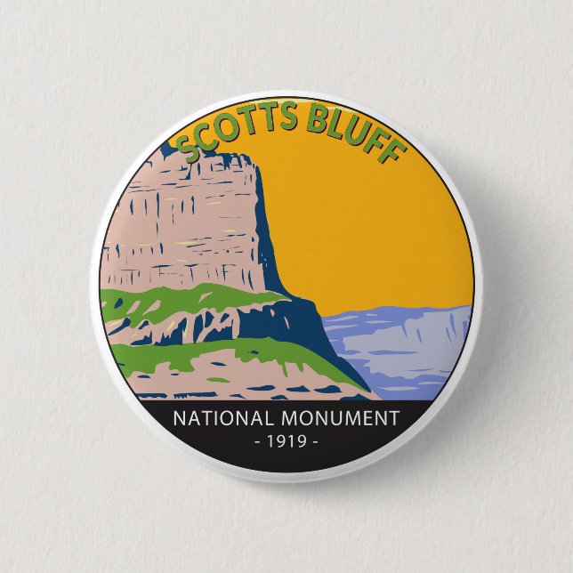 Scotts Bluff National Monument Nebraska Vintag Button (Vorderseite)