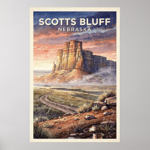 Scotts Bluff Nebraska Vintage Reise Poster