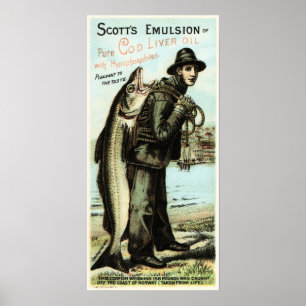 Scott's Emulsion Cod Leber Öl Vintage Werbung Poster