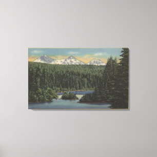 Scotts Lake, Oregon - Aussicht auf drei Schwestern Leinwanddruck