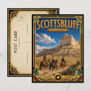 Scottsbluff Nebraska Vintage Art Deco Goldenes Zei Postkarte