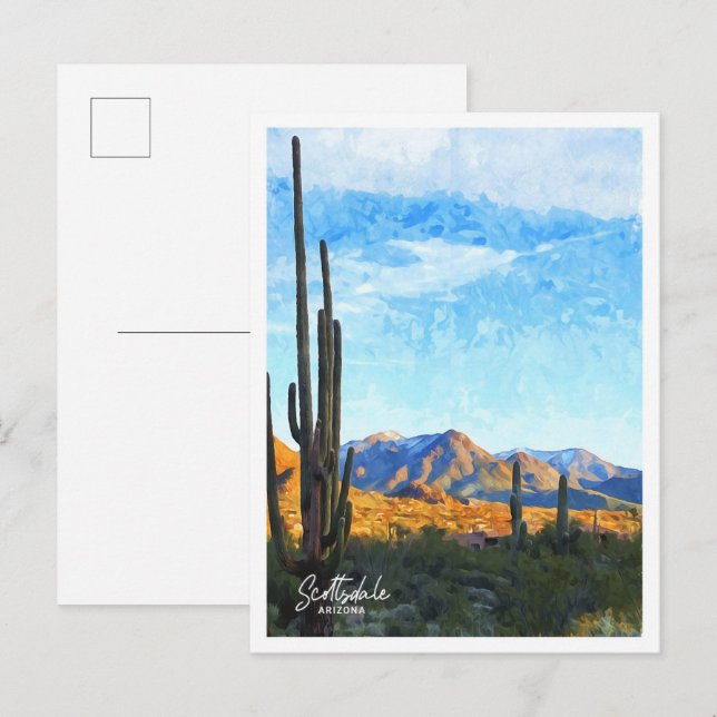 Scottsdale Arizona Aquarellfärbung Postkarte (Vorne/Hinten)