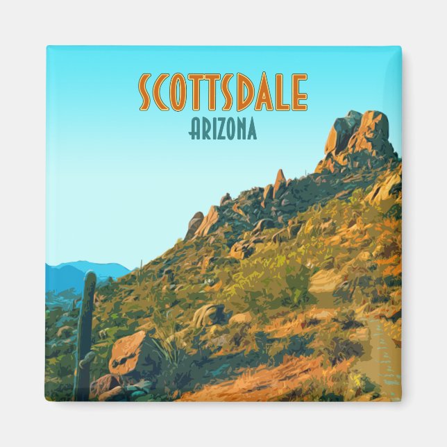 Scottsdale Arizona Cactus and Mountain Vintag Magnet (Vorne)