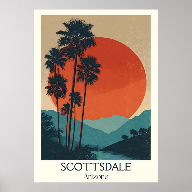 Scottsdale Arizona Retro Travel Poster (Devant)