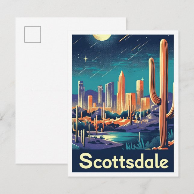 Scottsdale Arizona Vintage Reise Illustration Postkarte (Vorne/Hinten)