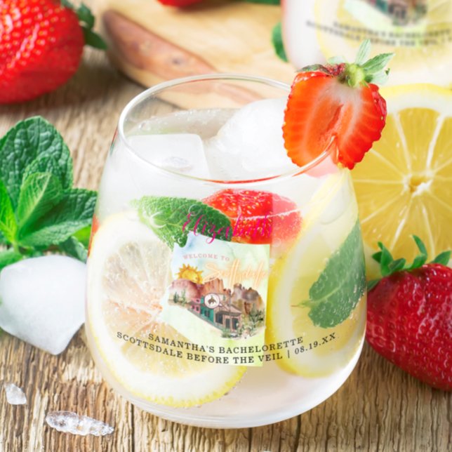 Scottsdale AZ | Monogramm Bachelorette Weinglas Ohne Stiel (Von Creator hochgeladen)