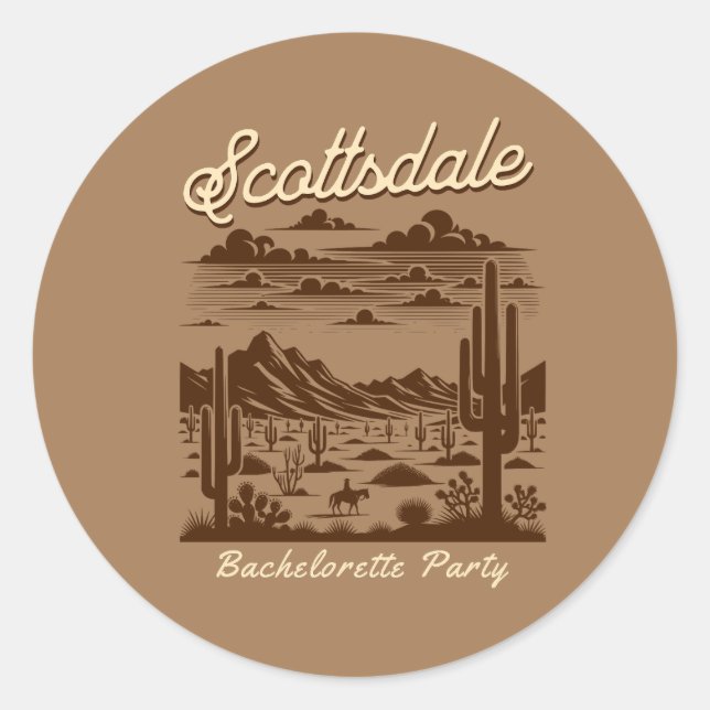 scottsdale bachelorette party brown runder aufkleber (Vorderseite)