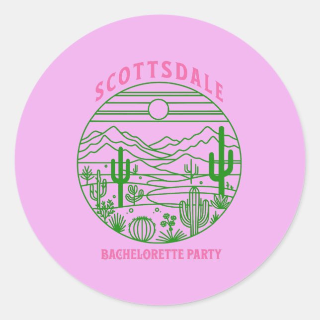 scottsdale bachelorette pink cactus runder aufkleber (Vorderseite)