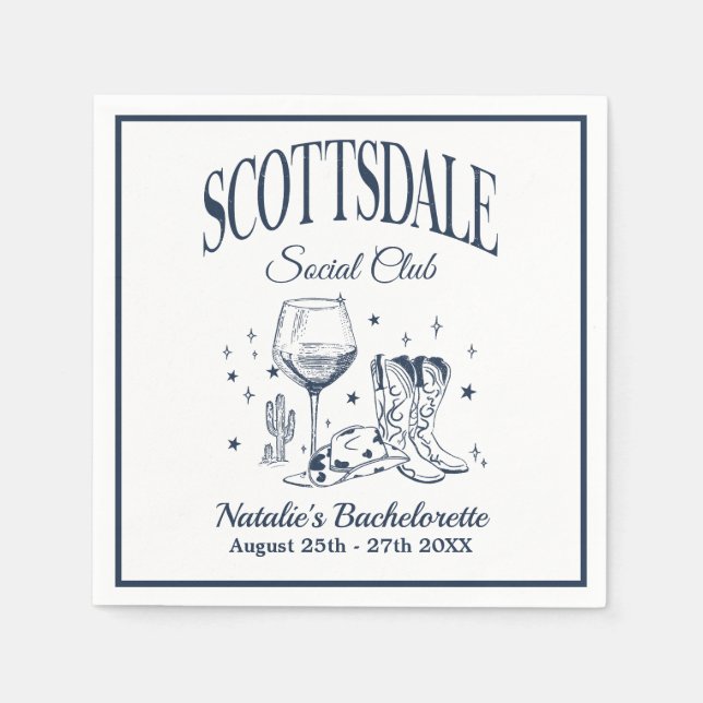 Scottsdale Junggeselinnen-Abschied Vintag Grau Pap Serviette (Vorderseite)