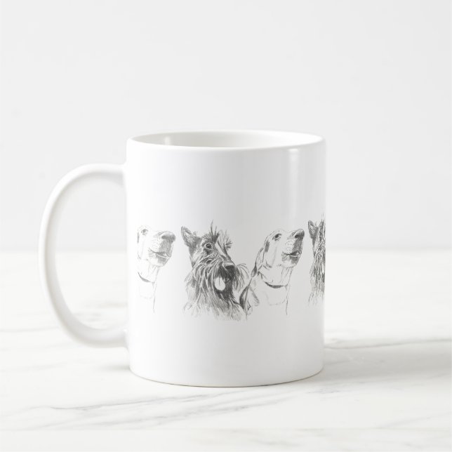 Scotty Dog and Labrador Friends ink Illustration Kaffeetasse (Links)