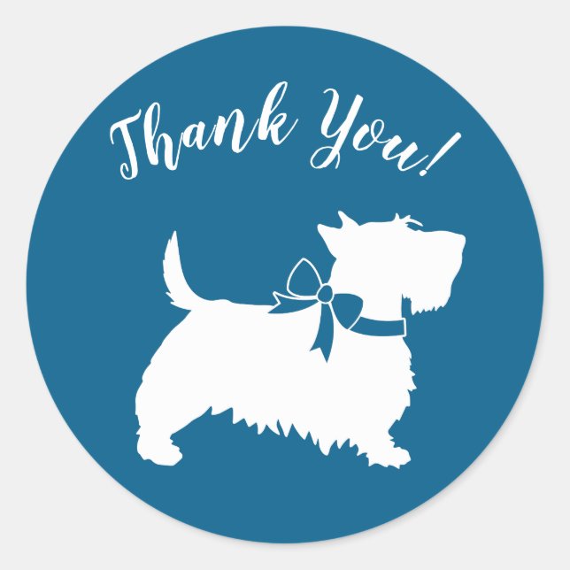 Scotty Dog Baby Shower Puppy Scottish Terrier Blue Runder Aufkleber (Vorderseite)