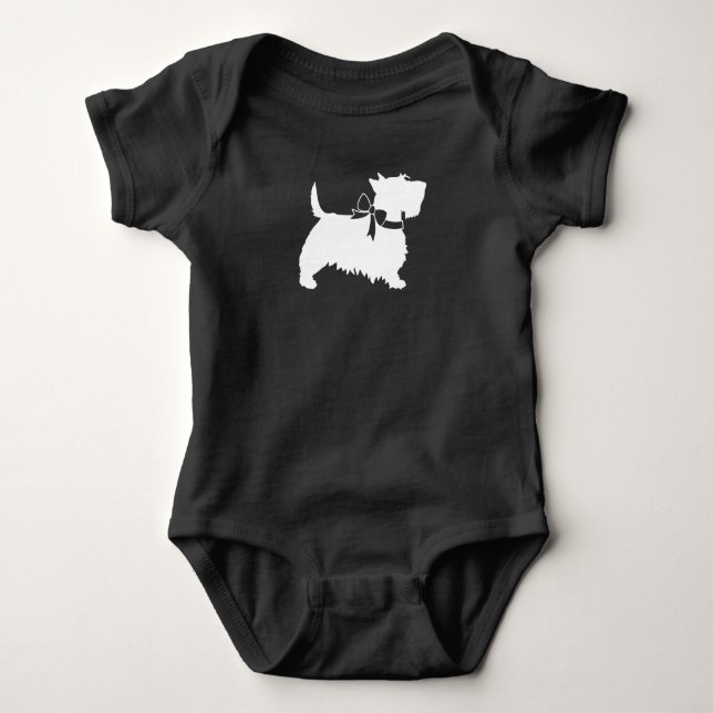 Scotty Dog Baby Shower Puppy Scottish Terrier Gray Baby Strampler (Vorderseite)