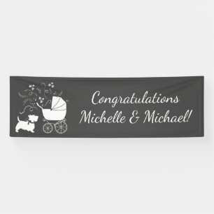Scotty Dog Baby Shower Puppy Scottish Terrier Gray Banner