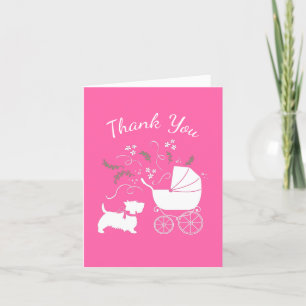 Scotty Dog Baby Shower Puppy Scottish Terrier Pink Dankeskarte