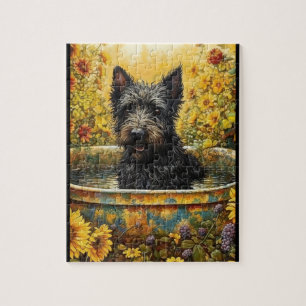 Scotty Hund in Garden Pot zwischen den Blume Puzzl