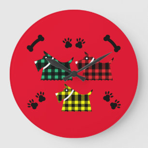 Scotty Terrier Hunde Niedlich Funny Terriers Breed Große Wanduhr