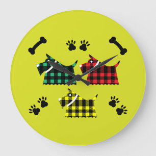 Scotty Terrier Hunde Niedlich Funny Terriers Breed Große Wanduhr