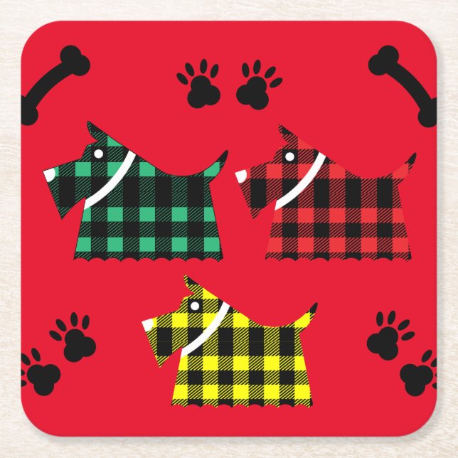 Scotty Terrier Hunde Niedlich Funny Terriers Breed Rechteckiger Pappuntersetzer (Vorderseite)