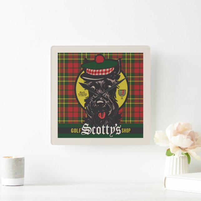 Scotty's Golf Shop Quadratische Wanduhr (Zuhause)