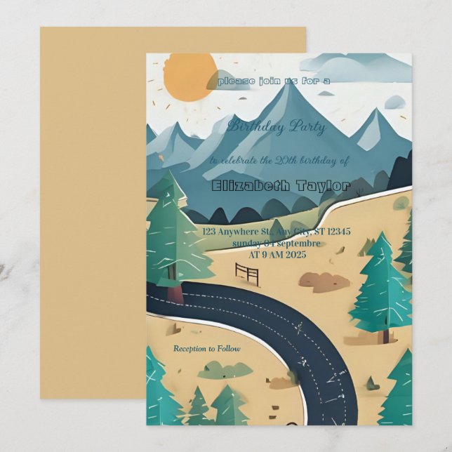 scout Camping party birthday  invitation (Devant / Derrière)