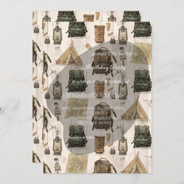 scout comping party invitations (Devant / Derrière)