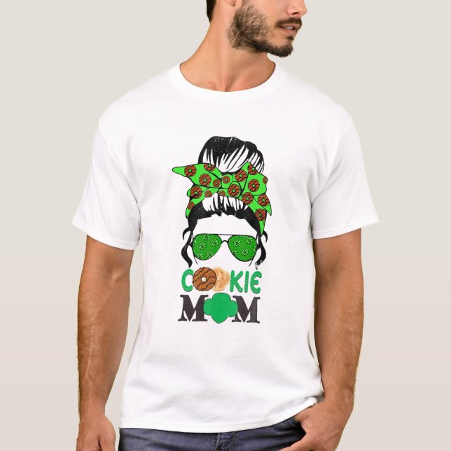 Scout Cookie Mama Girl Troop Messy Bun Sonnenbrill T-Shirt (Vorderseite)