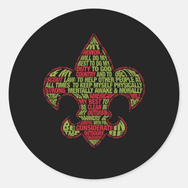 Scout Law Outdoor Code Runder Aufkleber (Vorderseite)