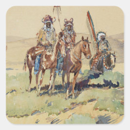 Scouting Party Western Art von Edward Borein Quadratischer Aufkleber