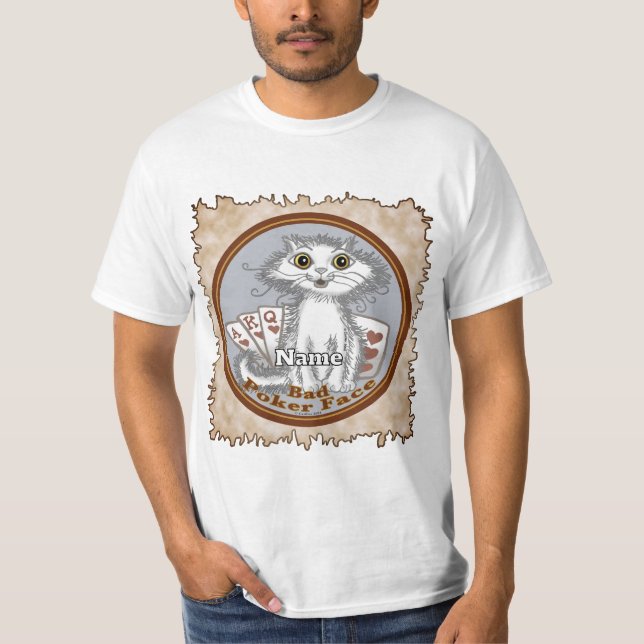 Scraggles Katze Pokerface T-Shirt (Vorderseite)