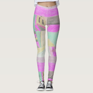 Scrambled Scene Magenta Leggings