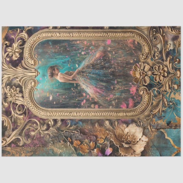 Scrapbook Collage, Gilded Frame, Mädchen in einem  Seidenpapier (Vorderseite)