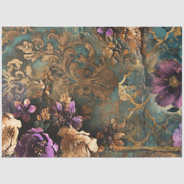 Scrapbook Embossed Damask & Floral Collage Seidenpapier (Vorderseite)