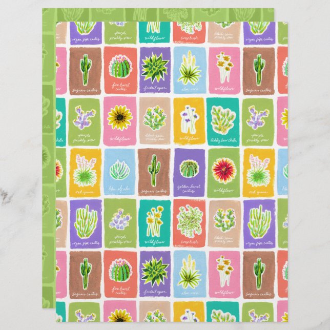 Scrapbook Paper der Wüste Pflanze (Vorne/Hinten)