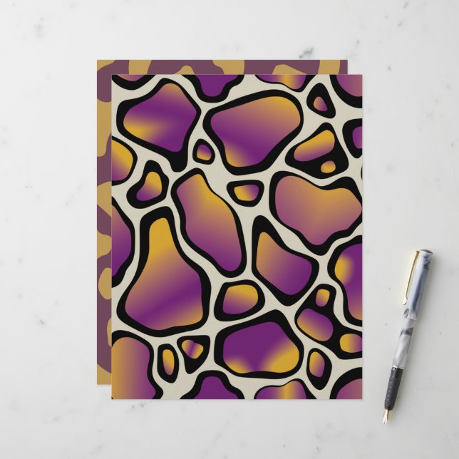 Scrapbook Paper für lila- und Golddruckmuster (Vorderseite/Rückseite Beispiel)