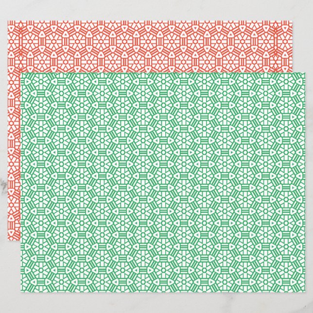 Scrapbook Paper - Hexagon und Bars in 2 Farben (Vorne/Hinten)