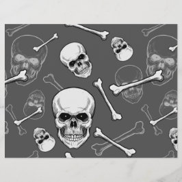 Scrapbook Paper of Grey and White Skulls and Bones Flyer