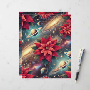 Scrapbook Paper Sheet Poinsettia Pattern