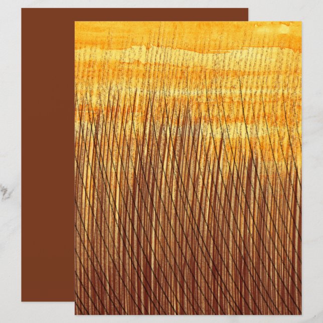 Scrapbook Paper von Watercolor Brown Orange Fields (Vorne/Hinten)