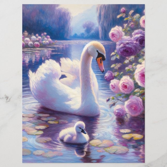 Scrapbook Paper von White Swan und Cygnet Lila Ros (Vorderseite)